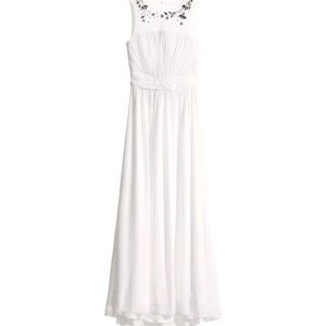 H&M's White Grecian long chiffon Jewel beaded maxi